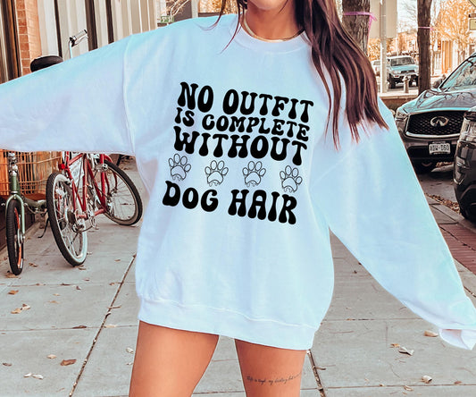 No outfit is complete without dog hair T-shirt Svg Png Design, Retro Groovy Sublimation, Dog Mom  Digital Download PNG File, Svg File, Commercial Use Matching Pocket Front Back