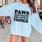 Paws and enjoy the little things wavy T-shirt Svg Png Design, Retro Groovy Sublimation, Dog Mom  Digital Download PNG File, Svg File, Commercial Use Matching Pocket Front Back