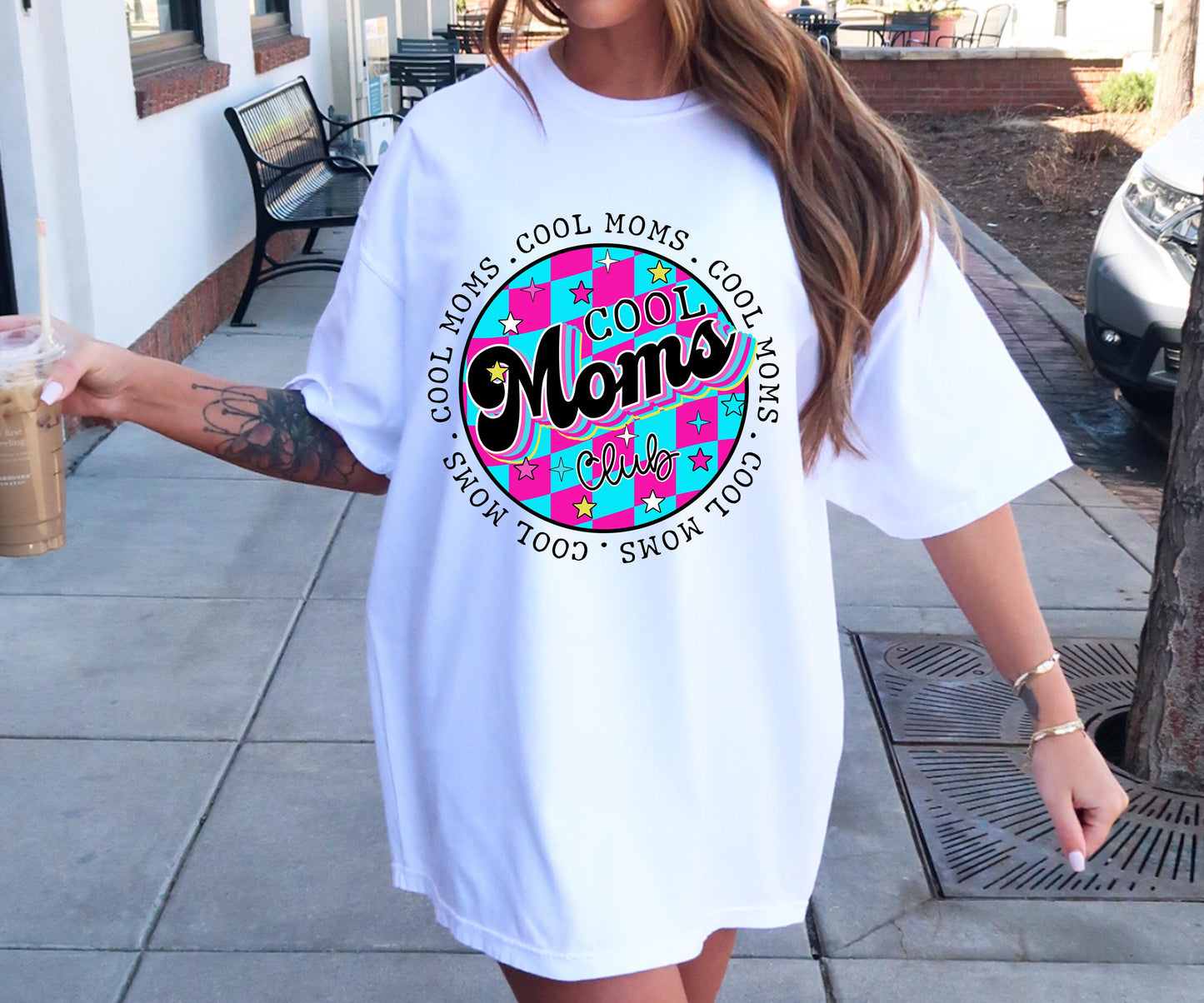 Cool Moms Club T-shirt Png Design, Retro Hippy Sublimation, Funny Mama Digital Download PNG File, Commercial Use