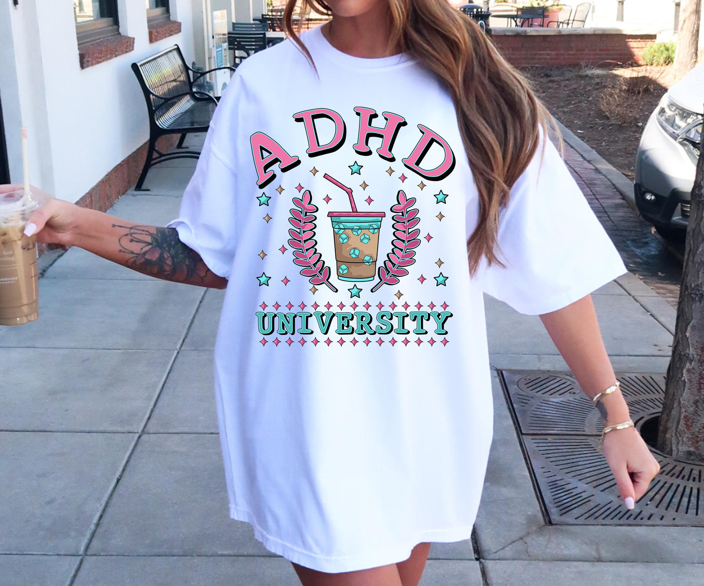 ADHD University T-shirt Png Design, Retro Hippy Sublimation, Varsity Mental health Digital Download PNG File, Commercial Use