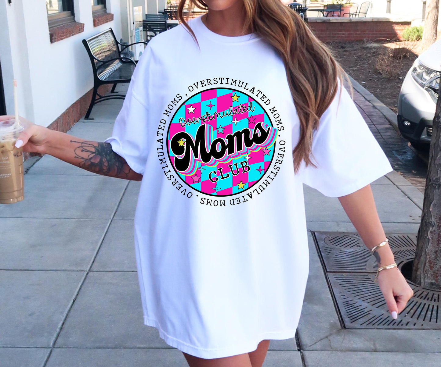 Overstimulated Moms Club T-shirt Png Design, Retro Hippy Sublimation, Funny Mental health Digital Download PNG File, Commercial Use