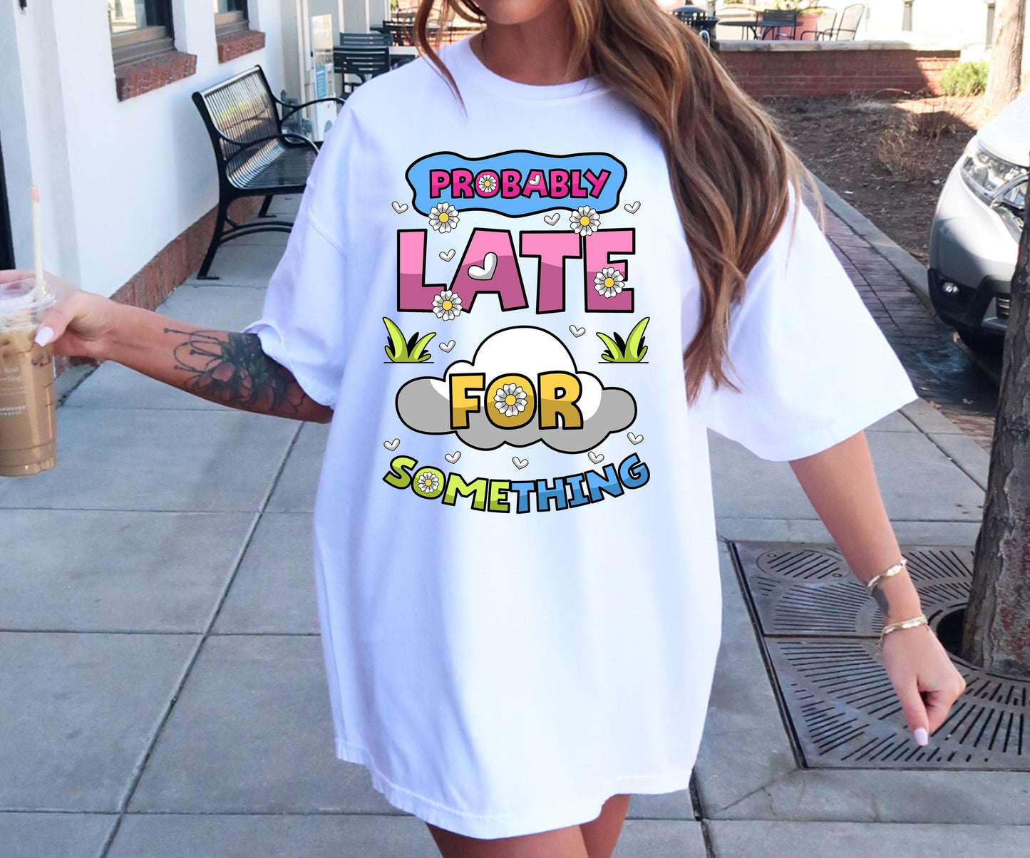 Probably Late for something T-shirt Png Design, Retro Hippy Sublimation, Funny Sassy  Digital Download PNG File, Commercial Use (1)