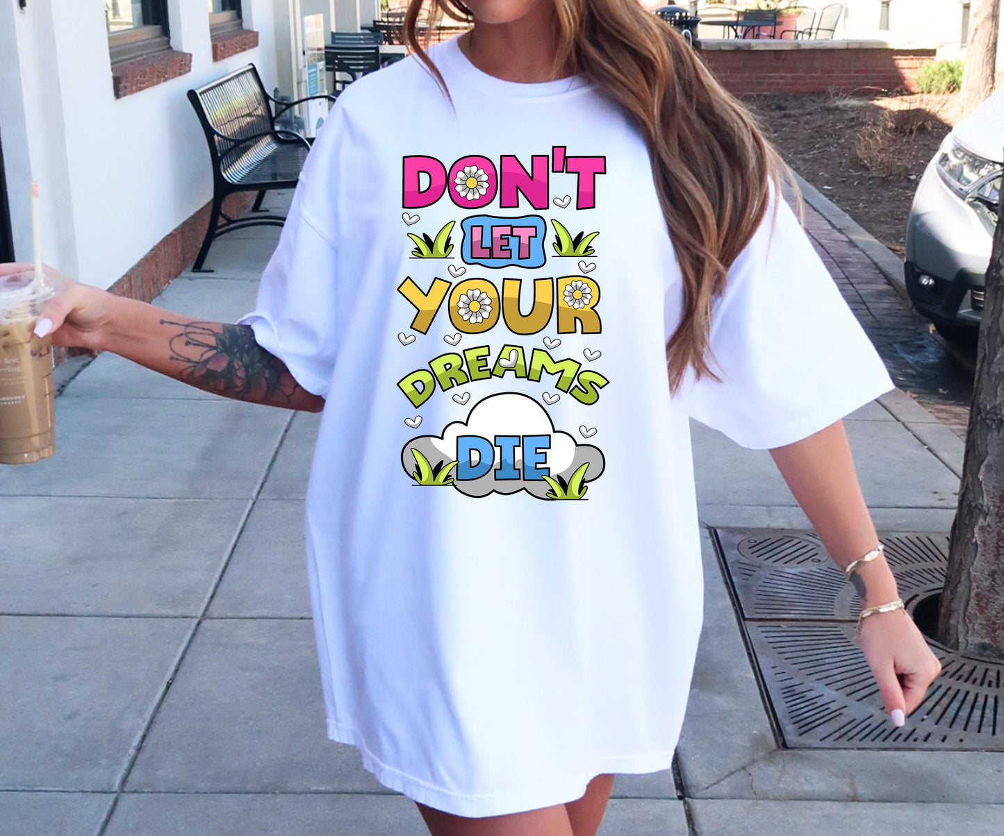 Dont Let your dreams die T-shirt Png Design, Retro Hippy Sublimation, Motivational  Digital Download PNG File, Commercial Use (1)