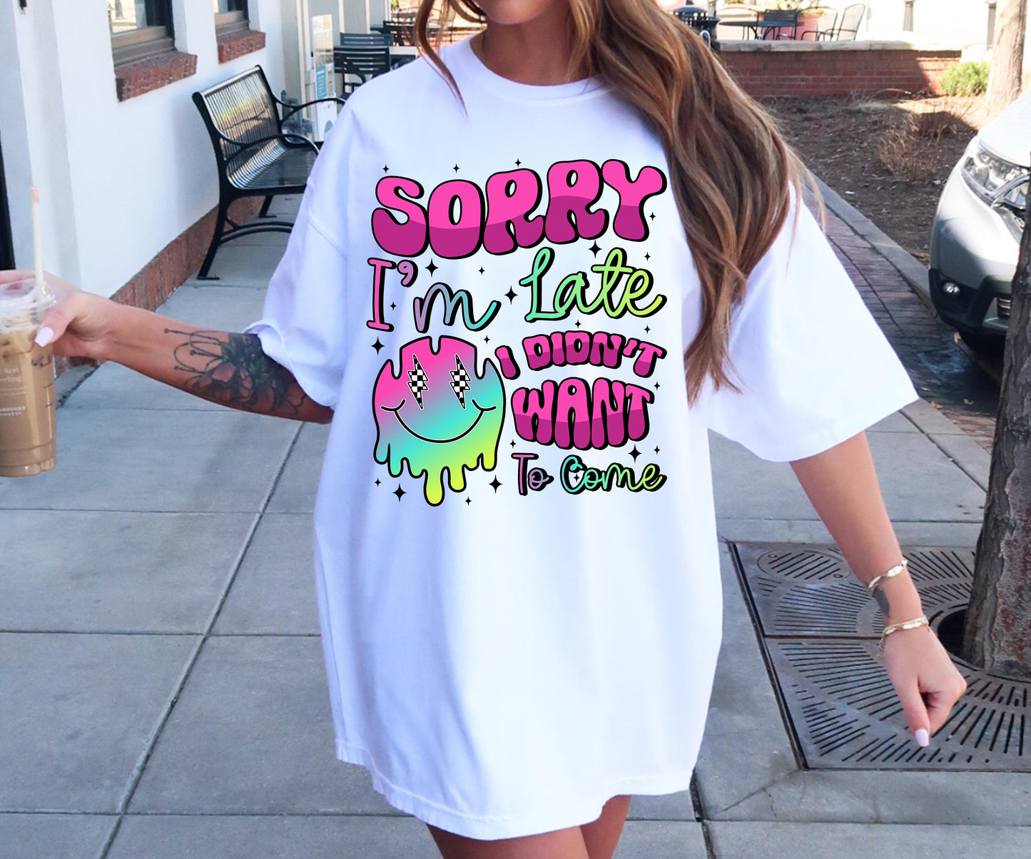 Sorry Im late i didnt want to come T-shirt Png Design, Skeleton Floral Sublimation, Motivational Digital Download PNG File,