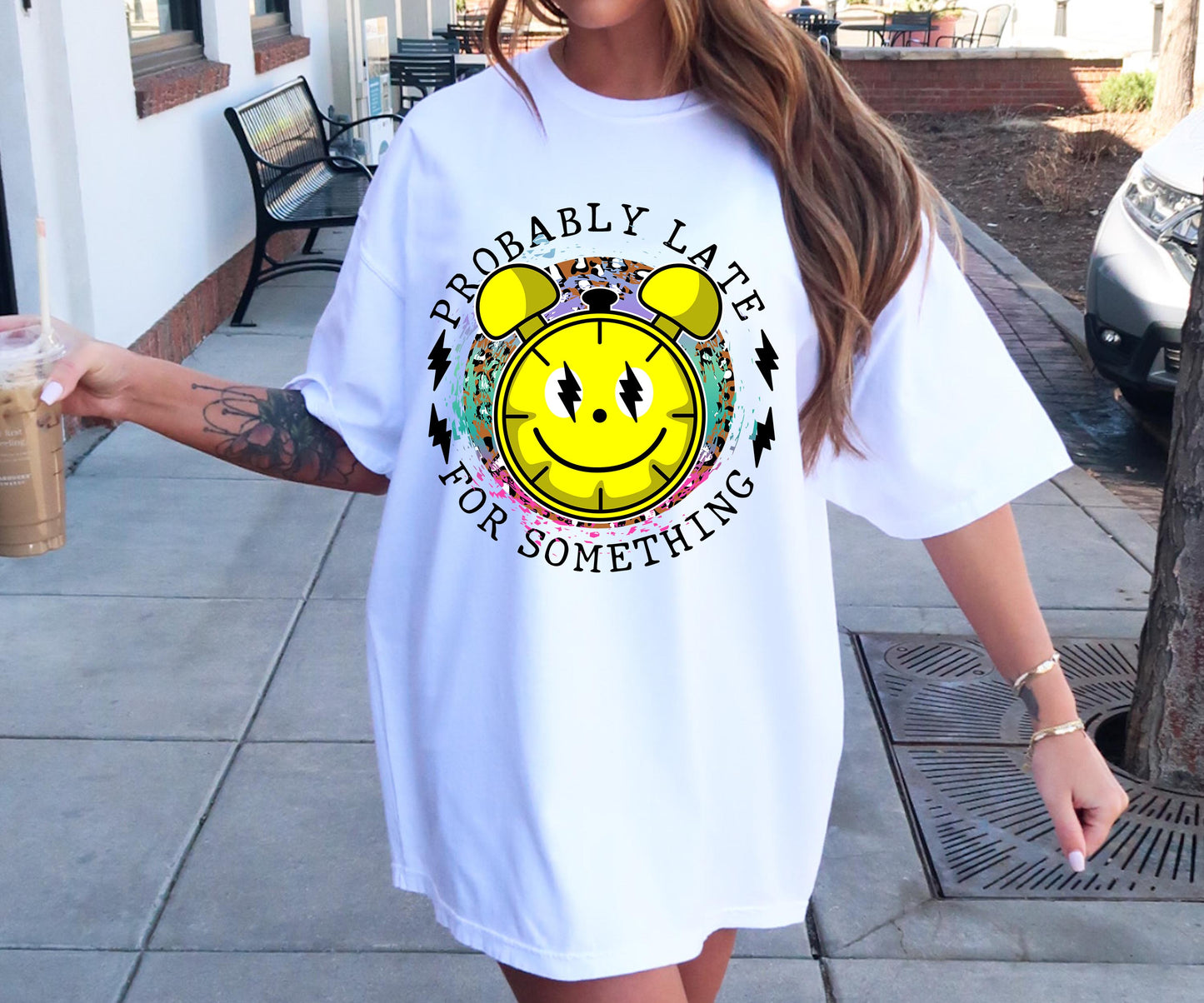 Probably Late for something T-shirt Sublimation Png Design, Inspirational Quote Png, Retro Groovy Flower, Motivational Png, Positive Quotes, Self Love Png