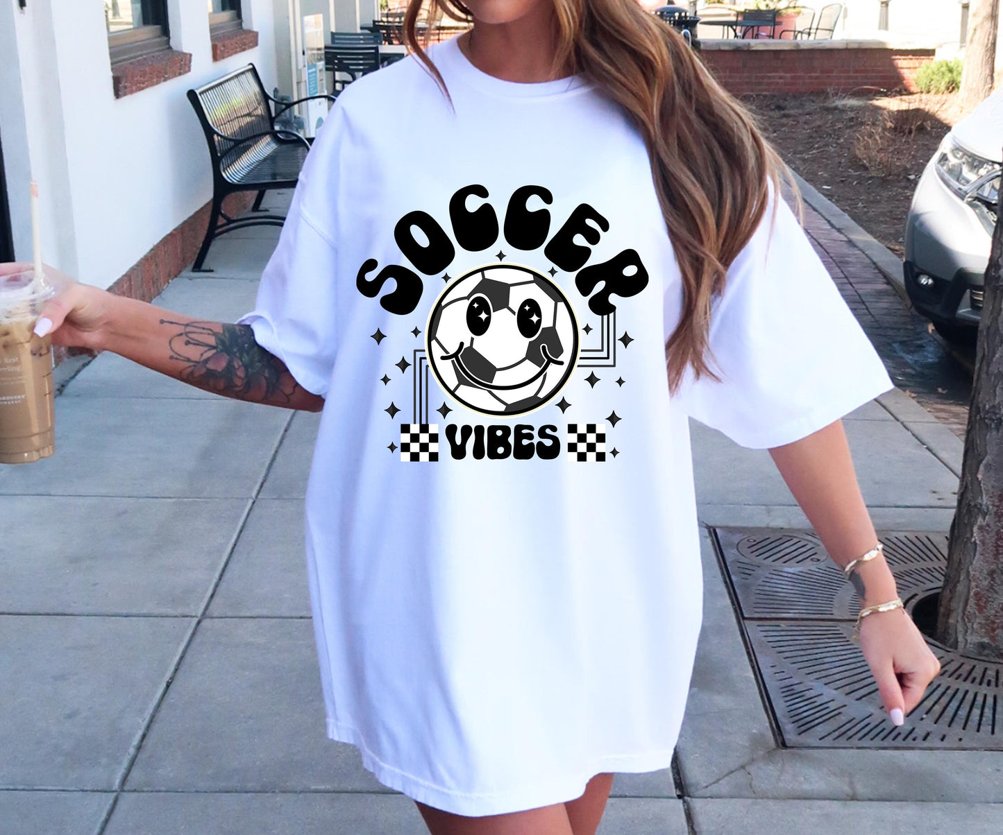 Soccer  Vibes Ball Sports T-shirt Png Design, Retro Smile Sublimation, Groovy Vibes Digital Download PNG File, Commercial Use