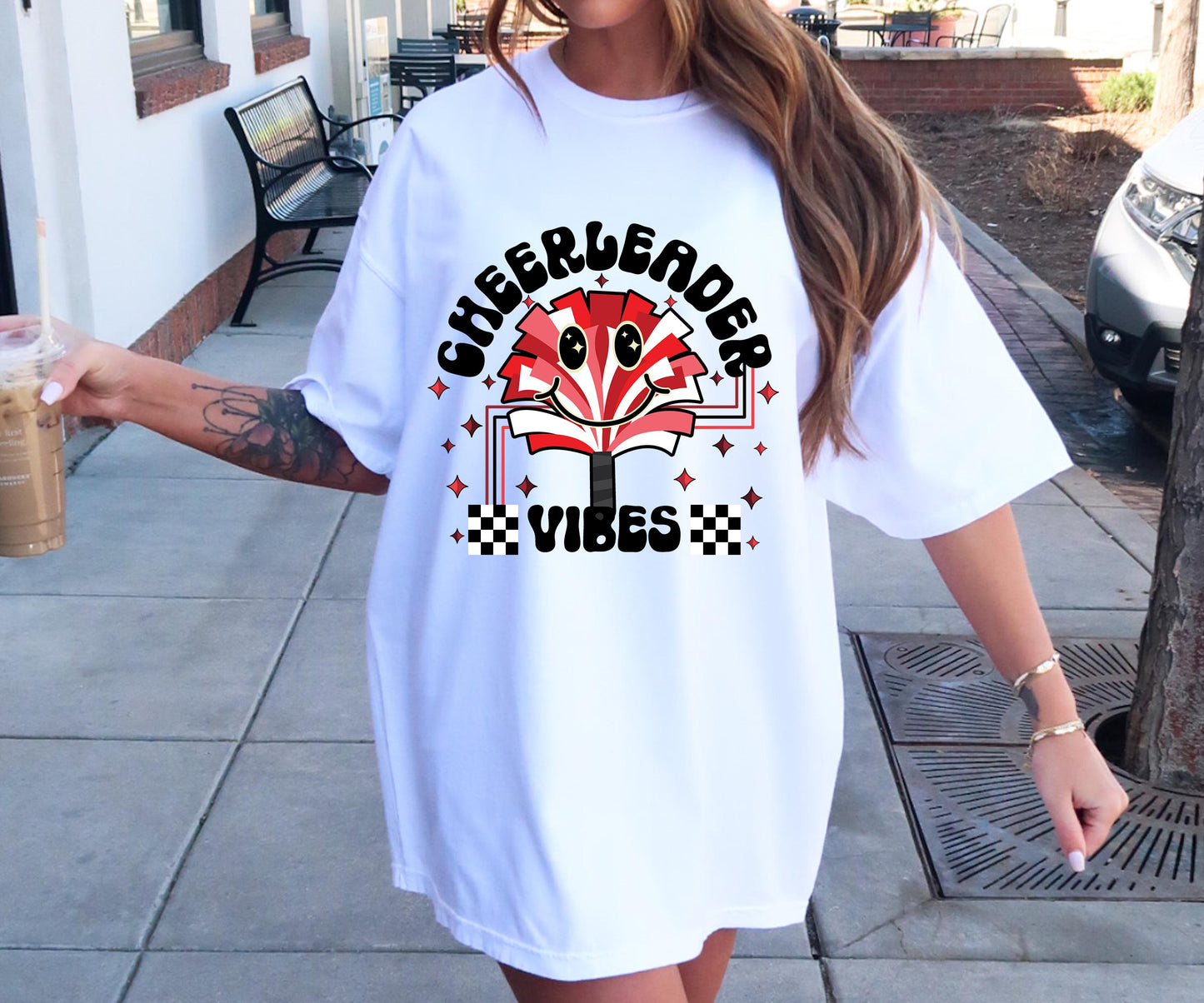 Cheerleader Vibes T-shirt Png Design, Retro Smile Sublimation, Groovy Vibes Digital Download PNG File, Commercial Use