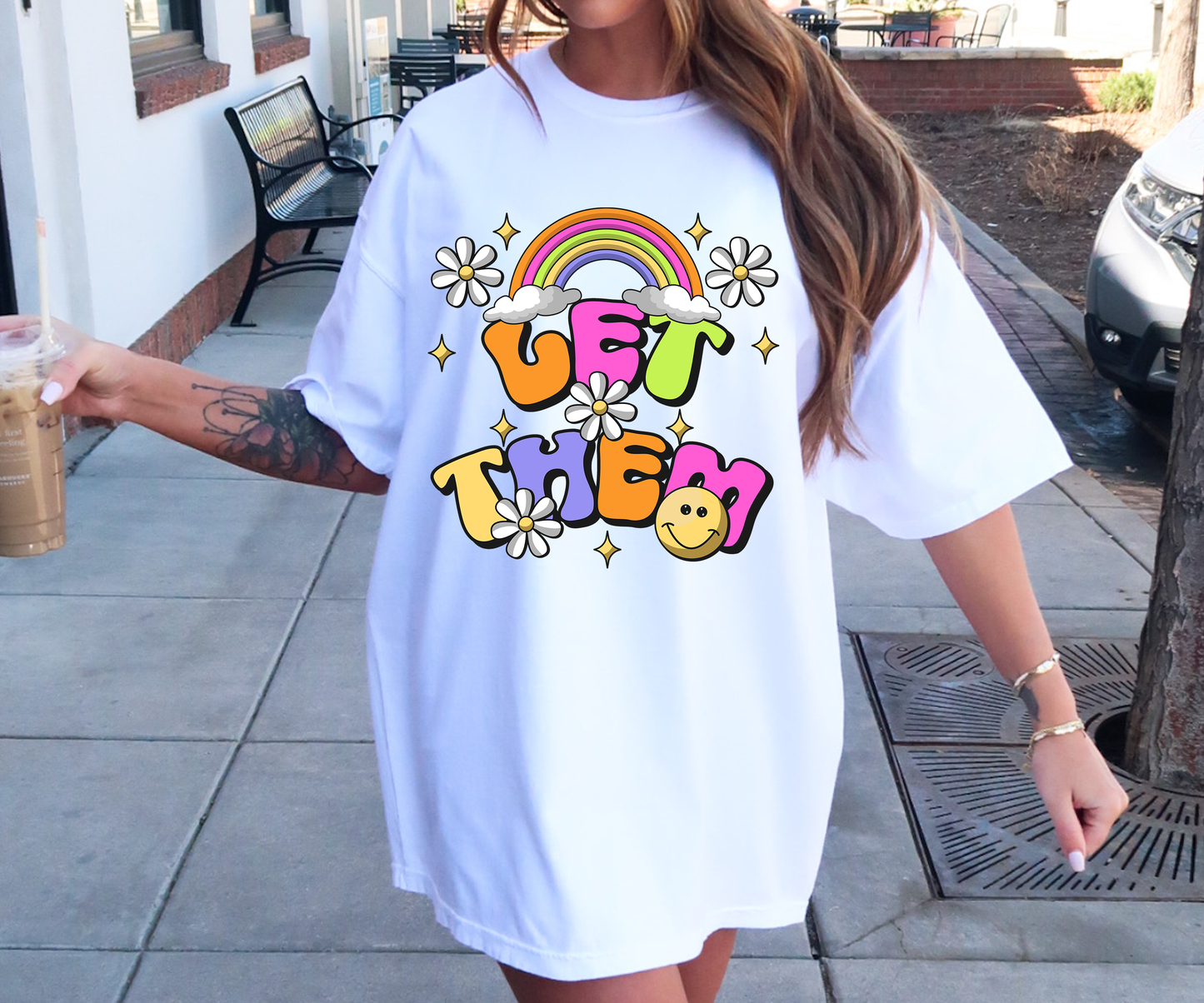 Let Them Rainbow Emoji T-shirt PNG Design,  Sublimation Tee Motivational Digital Download PNG File, Commercial Use