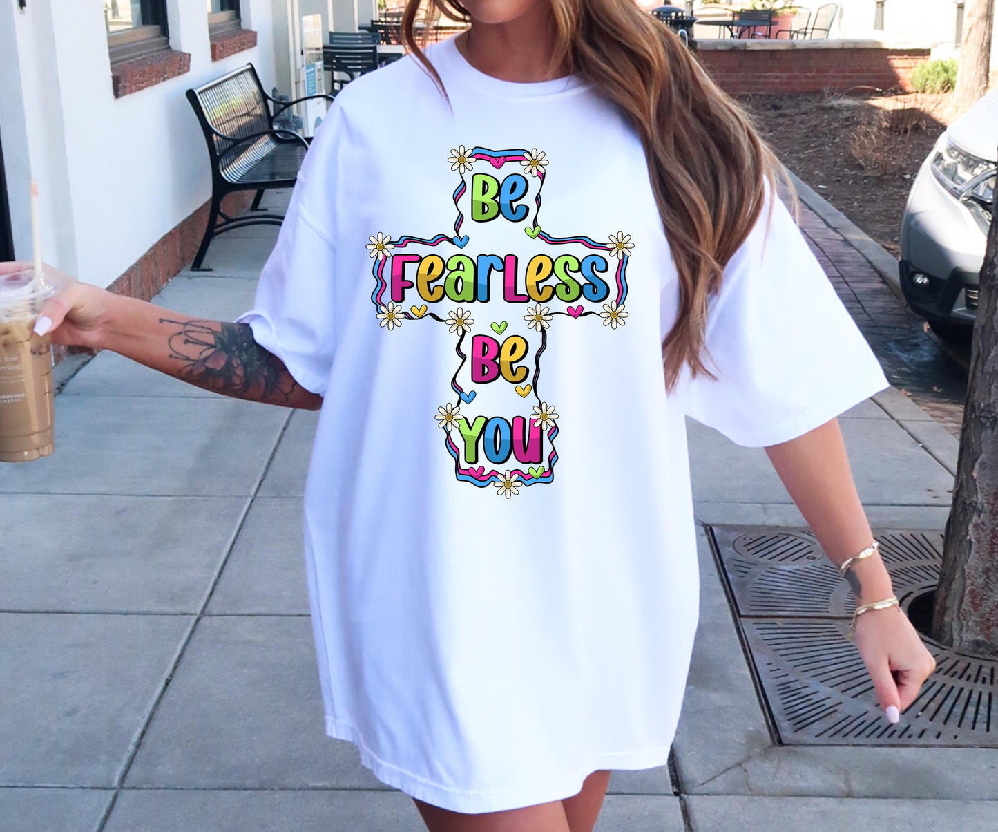 Be fearless, be you, T-shirt Sublimation Png Design, Inspirational Quote Png, Retro Groovy Flower, Motivational Png, Positive Quotes, Self Love Png