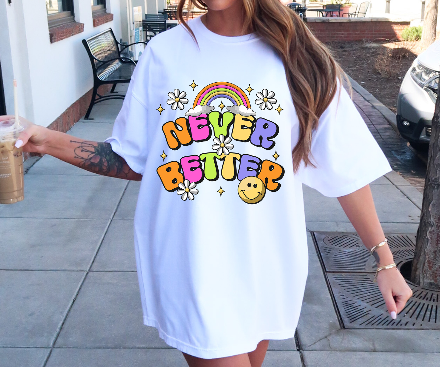 Never Better Rainbow Emoji T-shirt PNG Design,  Sublimation Tee Motivational Digital Download PNG File, Commercial Use