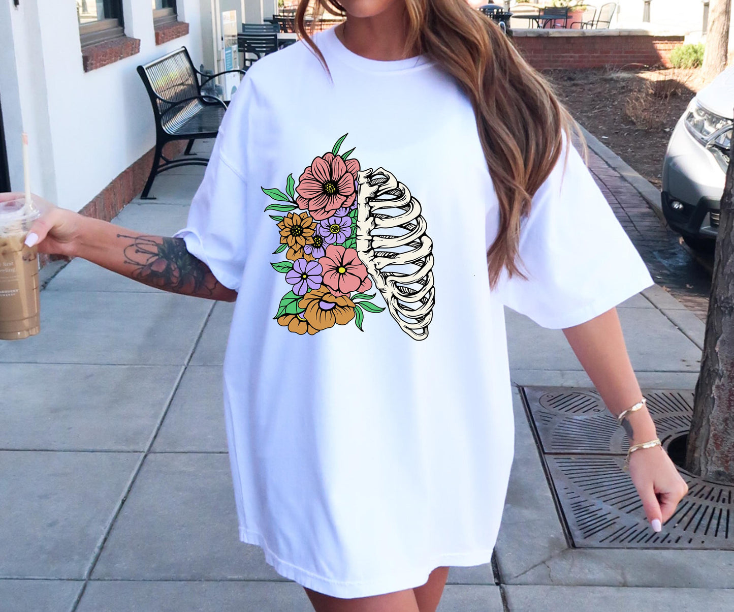 Sublimation PNG Sublimation PNG - Floral Rib Cage Boho T-shirt Png Design, Skeleton Floral Sublimation, Motivational Digital Download PNG File,-Tumblerwrapdesigns