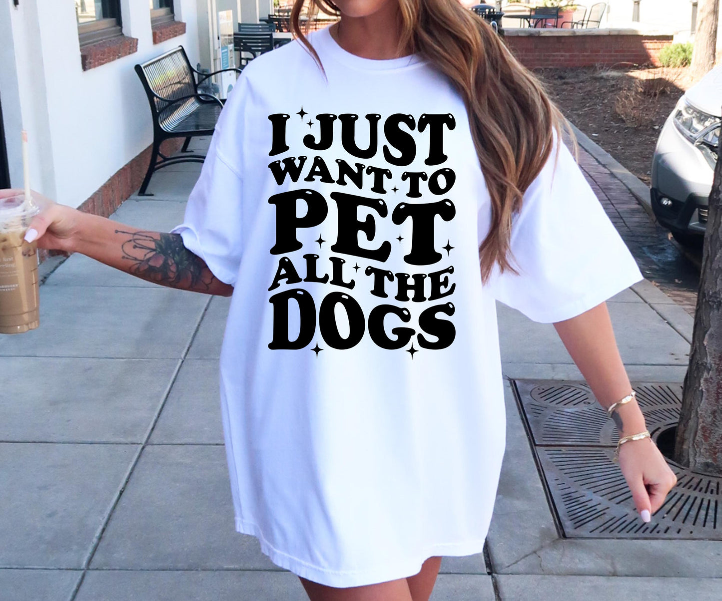 I just want to pet all the dogs T-shirt Svg Png Design, Retro Groovy Sublimation, Dog Mom  Digital Download PNG File, Svg File, Commercial Use Matching Pocket Front Back