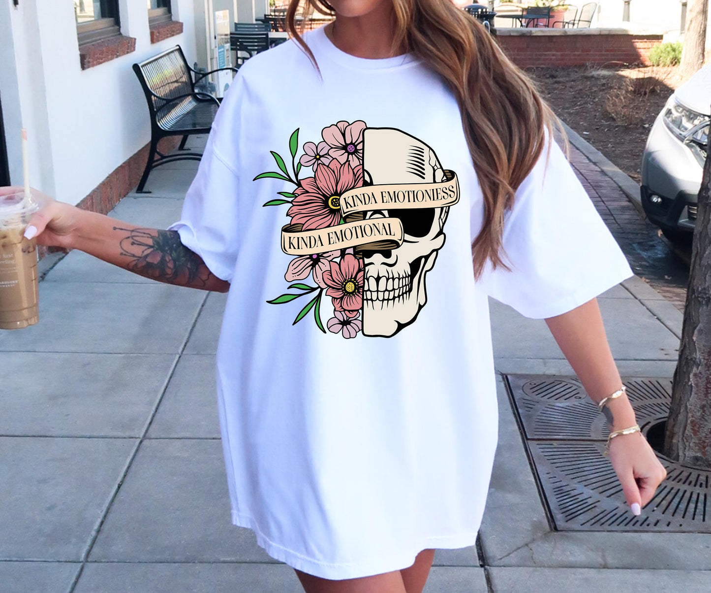 Sublimation PNG Sublimation PNG - Kinda emotional kinda emotionless boho T-shirt Png Design, Skeleton Floral Sublimation, Motivational Digital Download PNG File,-Tumblerwrapdesigns