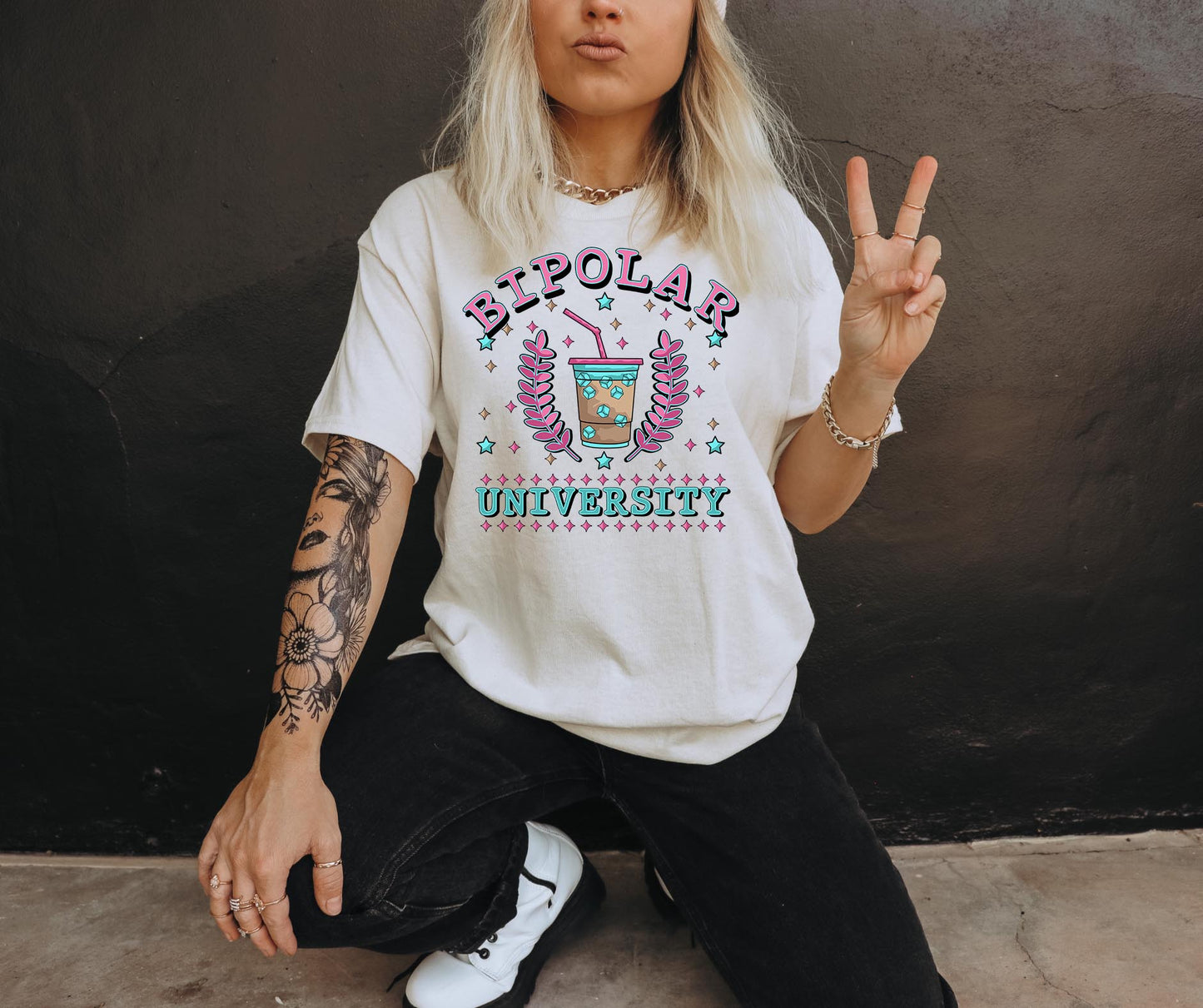 Bipolar University T-shirt Png Design, Retro Hippy Sublimation, Funny Mental health Digital Download PNG File, Commercial Use