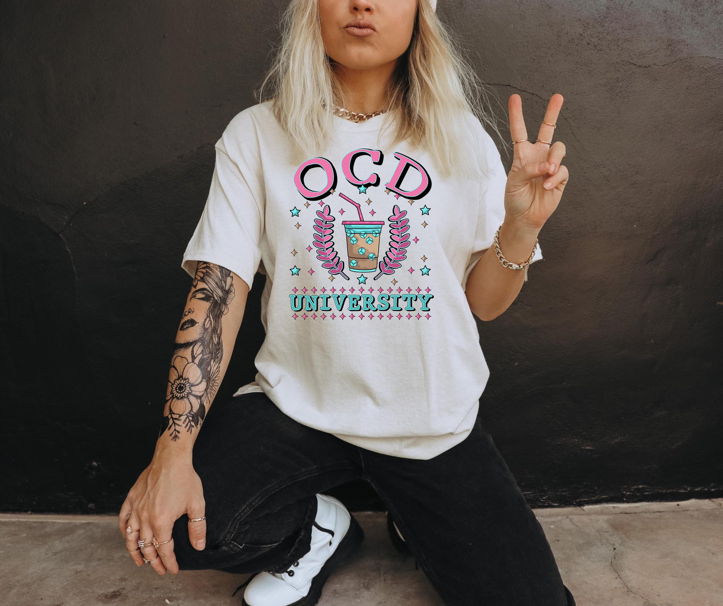 OCD University T-shirt Png Design, Retro Hippy Sublimation, Funny Mental health Digital Download PNG File, Commercial Use