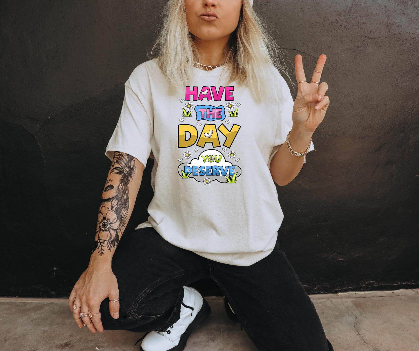 Have the day you deserve T-shirt Png Design, Retro Hippy Sublimation, Cute Sassy Digital Download PNG File, Commercial Use (1)