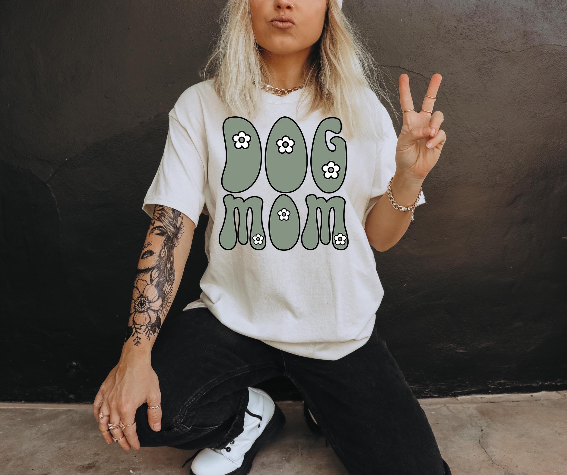 Sublimation PNG Sublimation PNG - Cute dog mom T-shirt Png Design, REtro Floral Sublimation, Motivational Digital Download PNG File, Commercial Use-Tumblerwrapdesigns