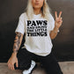 Paws and enjoy the little things wavy T-shirt Svg Png Design, Retro Groovy Sublimation, Dog Mom  Digital Download PNG File, Svg File, Commercial Use Matching Pocket Front Back