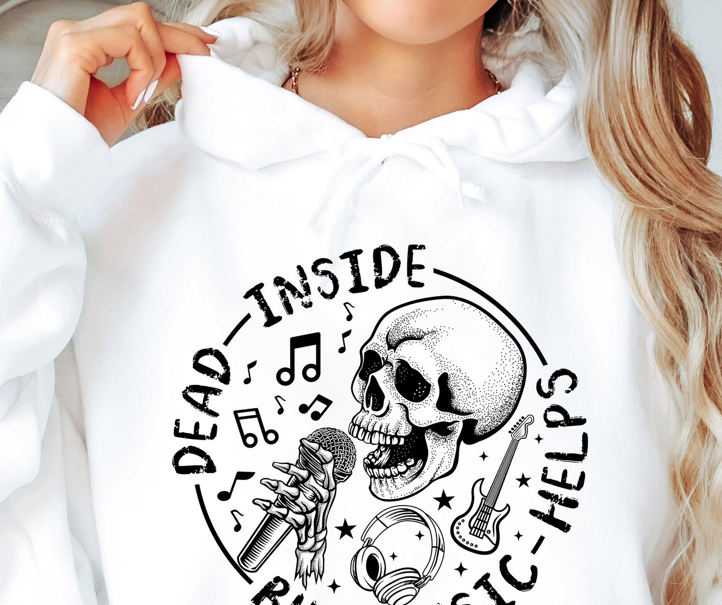 Dead Inside But Music Helps Skull Svg Files, Svg Tshirt, Png and Svg Sublimation Design, Svg Files For Cricut, Silhouette