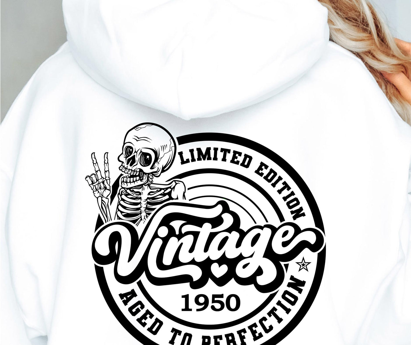 AGED TO PERFECTION WITH SKULL 1950 SVG and PNG Vintage, Retro Skeleton T-shirt Design, Age + Birth Year, Svg Files For Cricut, Silhouette, Digital Download (1)