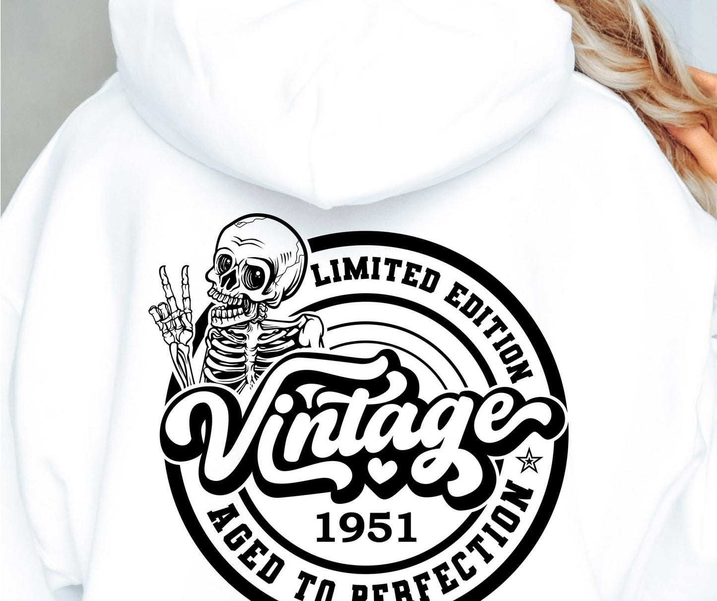 AGED TO PERFECTION WITH SKULL 1951 SVG and PNG Vintage, Retro Skeleton T-shirt Design, Age + Birth Year, Svg Files For Cricut, Silhouette, Digital Download (1)