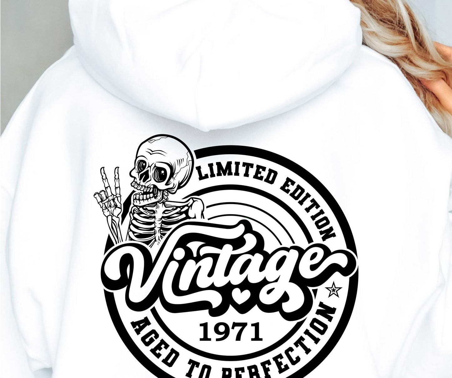 AGED TO PERFECTION WITH SKULL 1971 SVG and PNG Vintage, Retro Skeleton T-shirt Design, Age + Birth Year, Svg Files For Cricut, Silhouette, Digital Download (1)