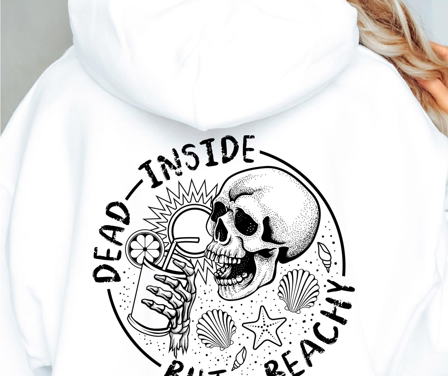 Dead Inside But Beachy Bone Skull Svg Files, Svg Tshirt, Png and Svg Sublimation Design, Svg Files For Cricut, Silhouette