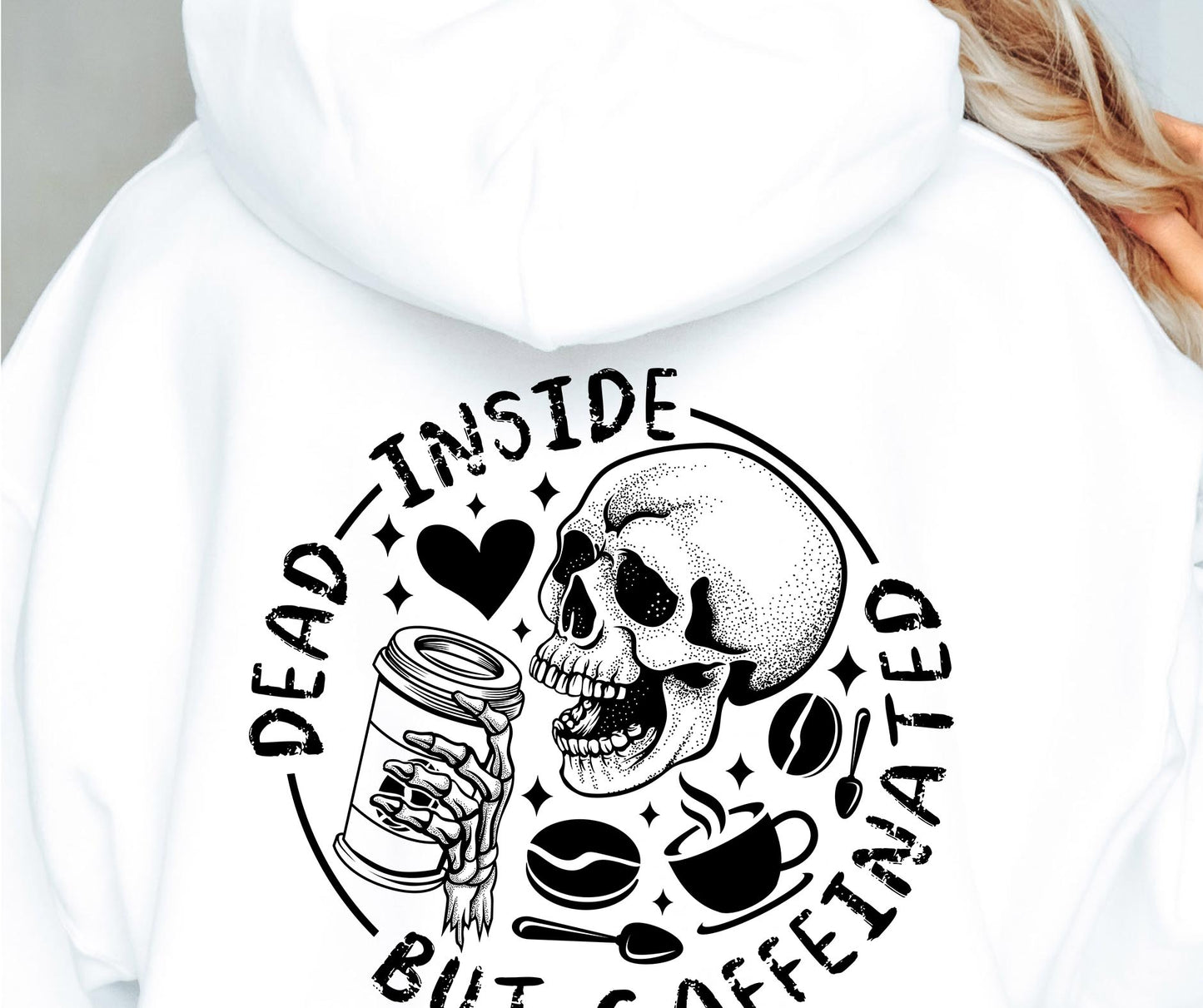 Dead Inside But Caffeine Bone Skull Svg Files, Svg Tshirt, Png and Svg Sublimation Design, Svg Files For Cricut, Silhouette