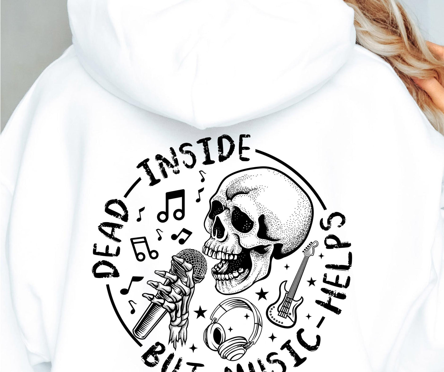 Dead Inside But Music Helps Skull Svg Files, Svg Tshirt, Png and Svg Sublimation Design, Svg Files For Cricut, Silhouette