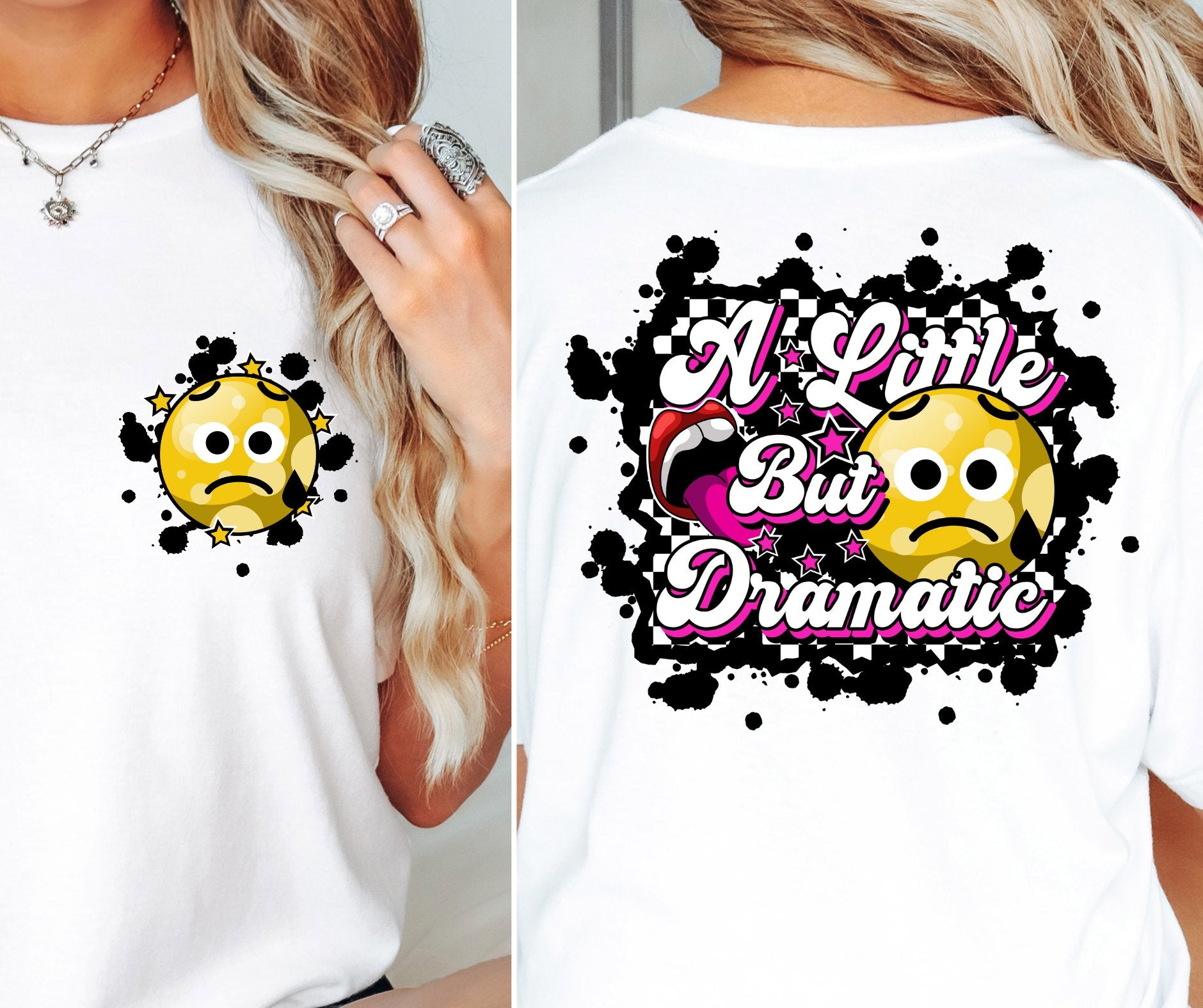 Sublimation PNG Sublimation PNG - A little bit dramatic T-shirt Png Design, Retro Hippy Sublimation, Smile 90s Digital Download PNG File, Pocket design-Tumblerwrapdesigns