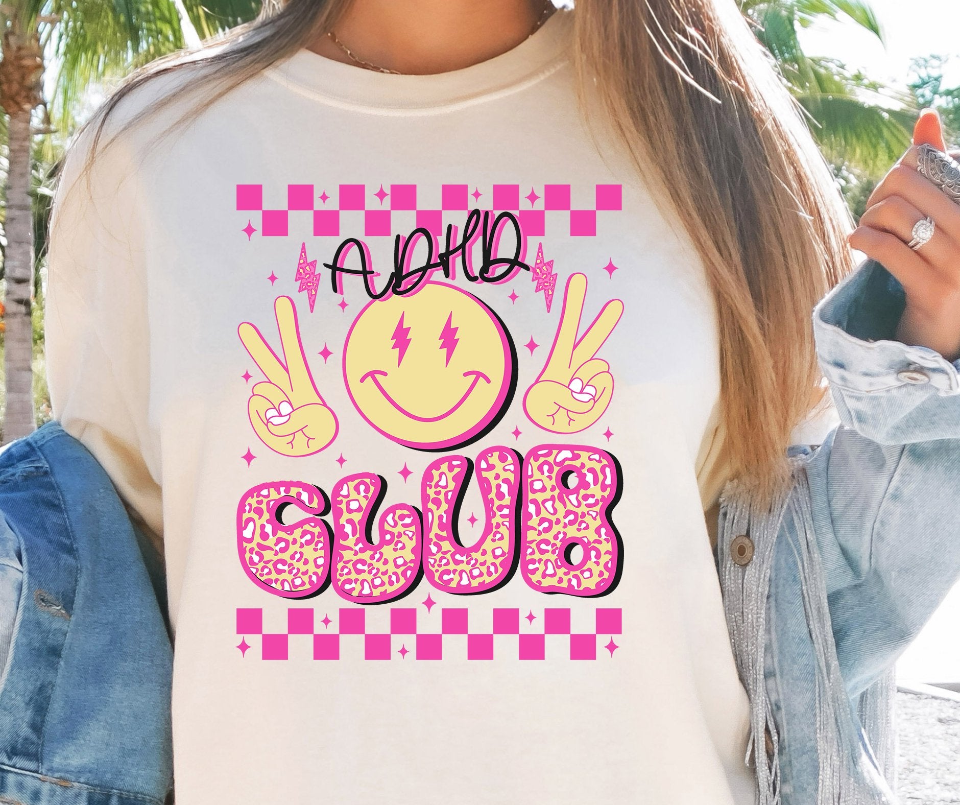 Sublimation PNG Sublimation PNG - ADHD Club Rainbow T-shirt PNG Design, Sublimation Tee Motivational Digital Download PNG File, Commercial Use-Tumblerwrapdesigns