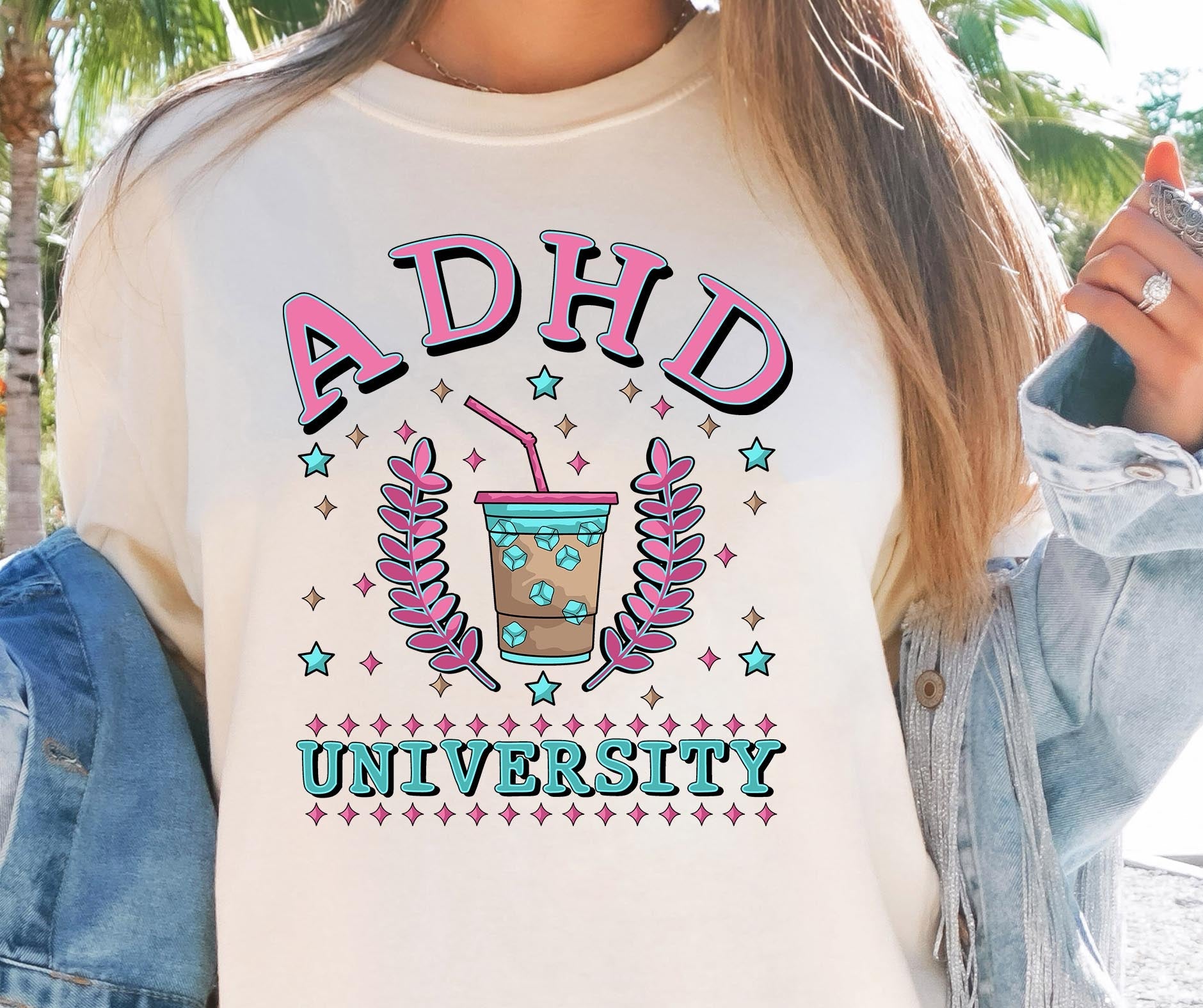 Sublimation PNG Sublimation PNG - ADHD University T-shirt Png Design, Retro Hippy Sublimation, Varsity Mental health Digital Download PNG File, Commercial Use-Tumblerwrapdesigns