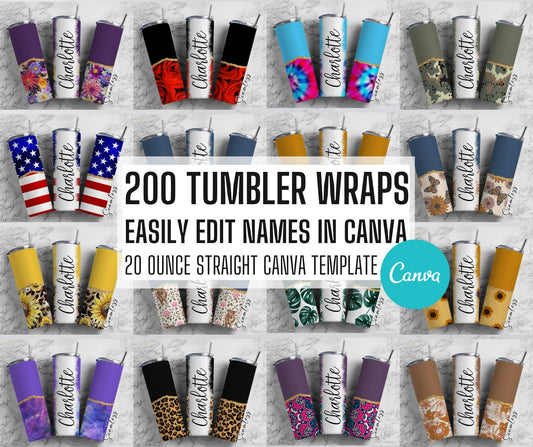 Agate Mega Bundle 200 Editable Canva Tumbler Templates, Add Your Own Name, Canva Template, 9.2x8.3 Seamless Tumbler Wrap Designs - Tumblerwrapdesigns