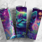 Alcohol Ink Kitten 20oz Sublimation Tumbler Designs, Rainbow Cat 9.2 x 8.3” Straight Skinny Tumbler Wrap PNG, Sublimation Design PNG - Tumblerwrapdesigns