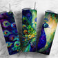 Alcohol Ink Peacock 20oz Sublimation Tumbler Designs, Peacock Feather 9.2 x 8.3” Straight Skinny Tumbler Wrap PNG, Sublimation Design PNG - Tumblerwrapdesigns