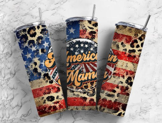 American Mama Leopard 20oz Sublimation Tumbler Designs, American Mama 9.2 x 8.3” Tumbler Png, Digital Download - Tumblerwrapdesigns