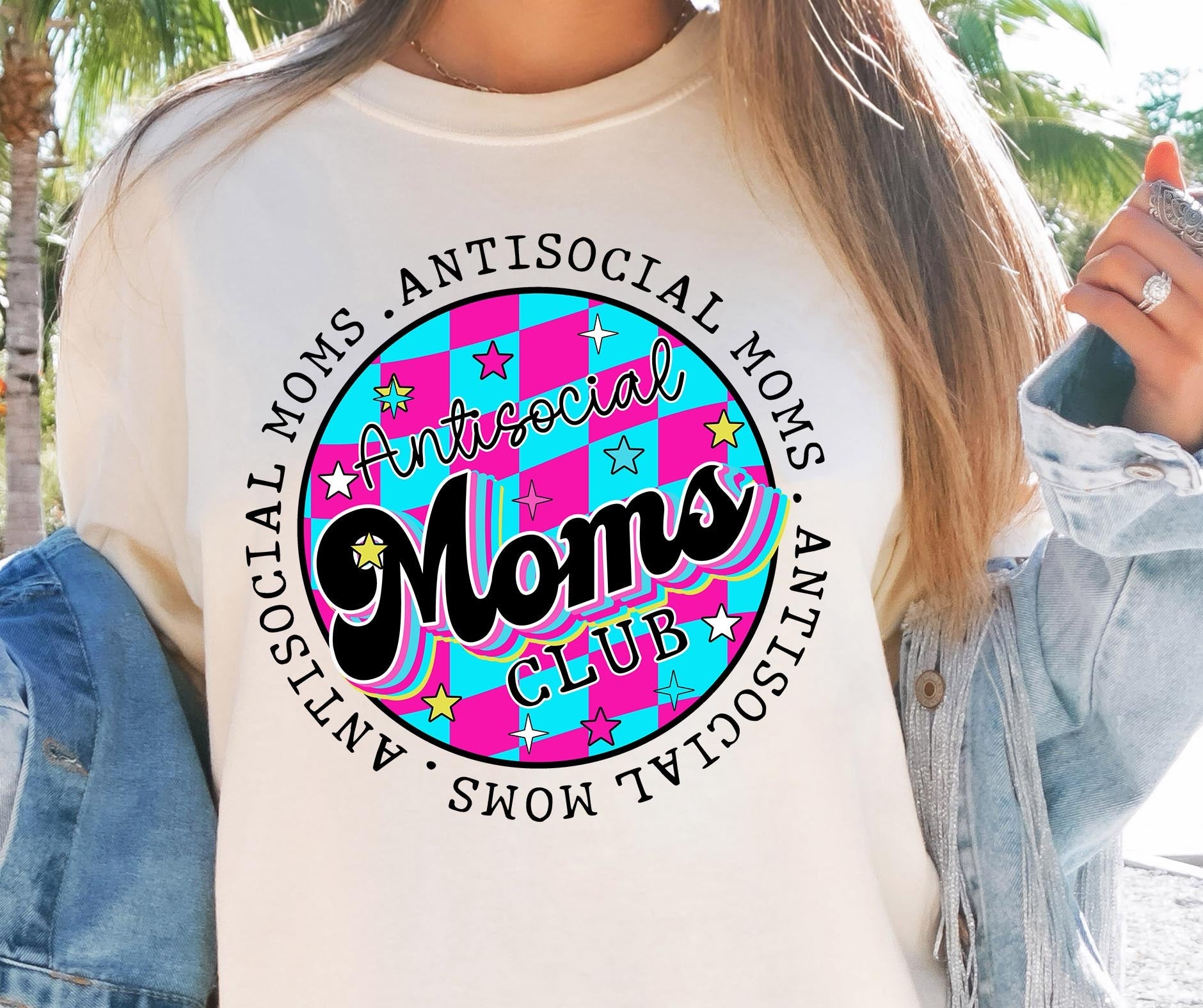 Sublimation PNG Sublimation PNG - Anti-Social Moms CLub T-shirt Png Design, Retro Hippy Sublimation, Funny Mental health Digital Download PNG File, Commercial Use-Tumblerwrapdesigns