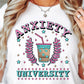 Sublimation PNG Sublimation PNG - Anxiety University T-shirt Png Design, Retro Hippy Sublimation, Funny Mental health Digital Download PNG File, Commercial Use-Tumblerwrapdesigns