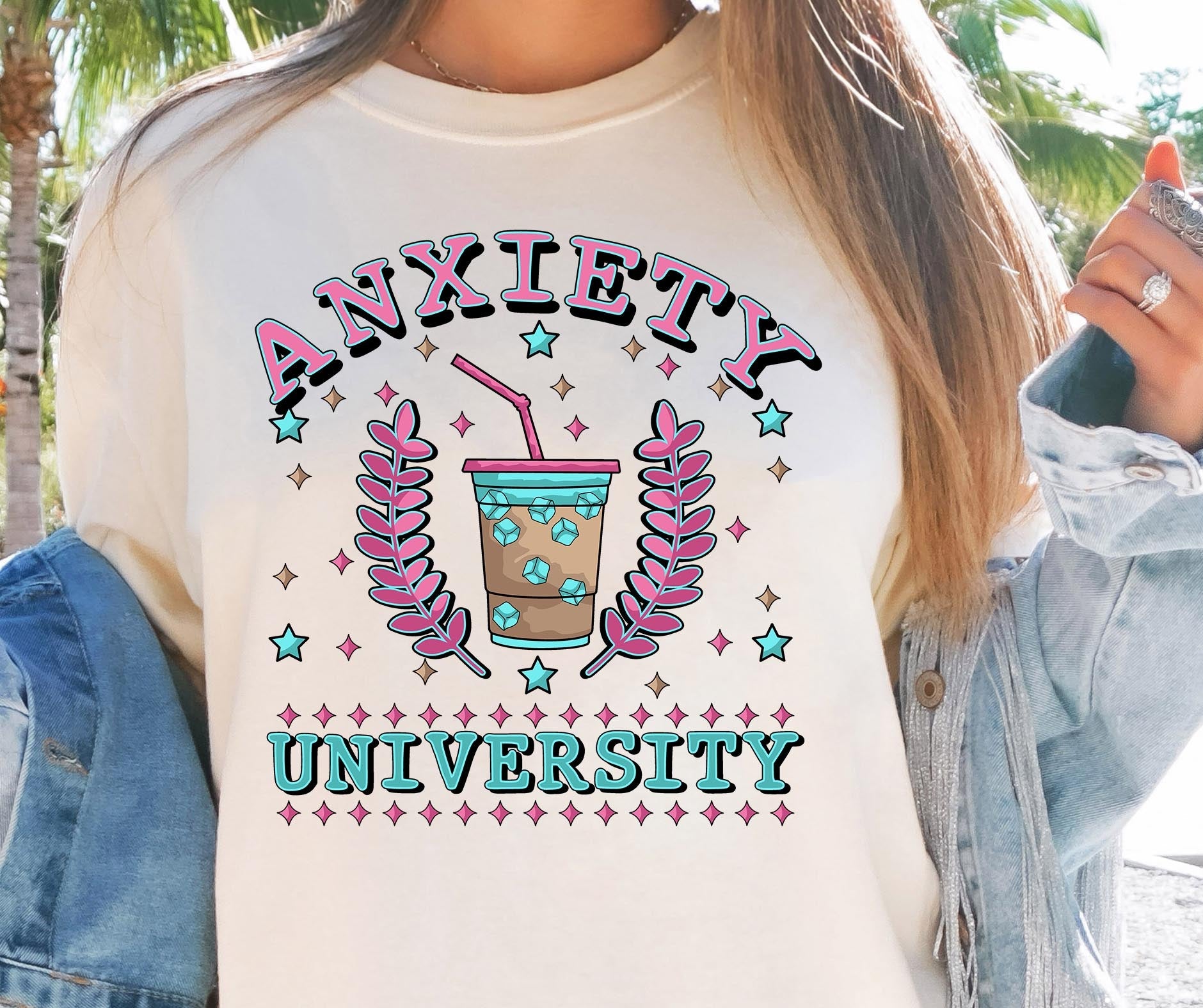 Sublimation PNG Sublimation PNG - Anxiety University T-shirt Png Design, Retro Hippy Sublimation, Funny Mental health Digital Download PNG File, Commercial Use-Tumblerwrapdesigns