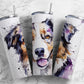 Australian shepherd 20oz Sublimation Tumbler Designs, Ink splatter 9.2 x 8.3” Straight Skinny Tumbler Wrap PNG - Tumblerwrapdesigns