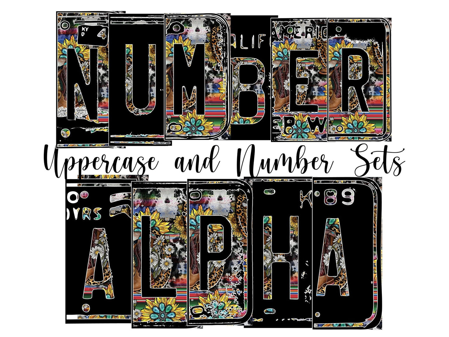 Aztec Turquoise Gem Number Plate Alphabet Uppercase Numbers PNG, Teal Pattern Alphabet PNG Digital Download - Tumblerwrapdesigns