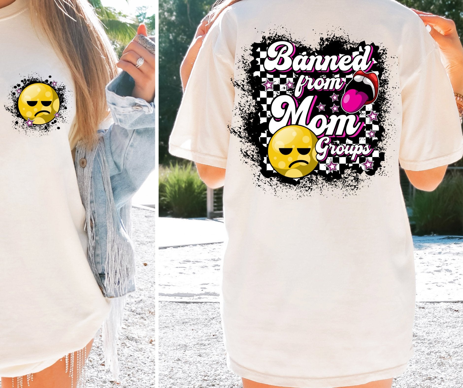 Sublimation PNG Sublimation PNG - Banned from Mom groups T-shirt Png Design, Retro Hippy Sublimation, Smile 90s Digital Download PNG File, Pocket design-Tumblerwrapdesigns