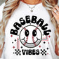 Sublimation PNG Sublimation PNG - Baseball Vibes T-shirt Png Design, Retro Smile Sublimation, Groovy Vibes Digital Download PNG File, Commercial Use-Tumblerwrapdesigns