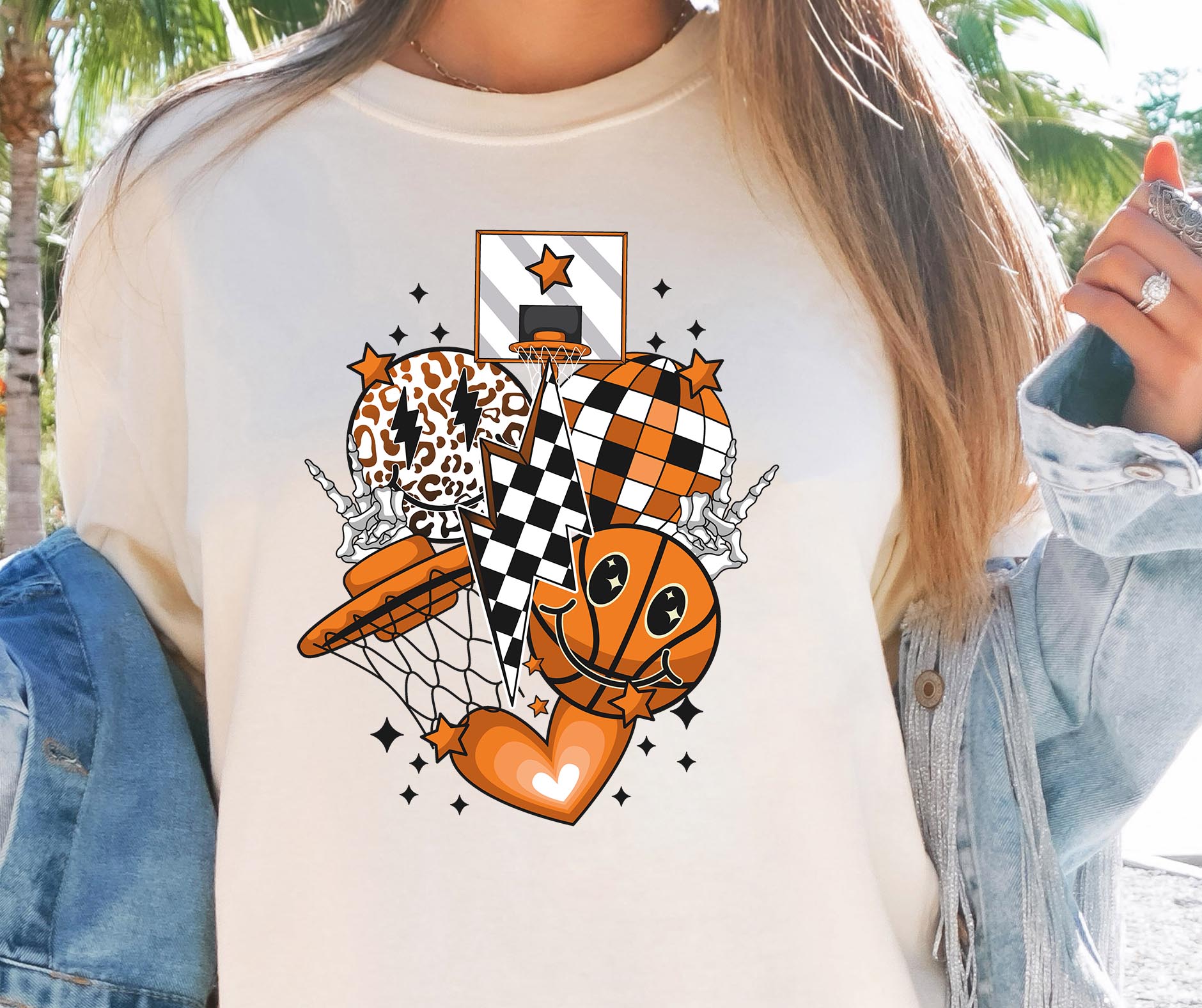 Sublimation PNG Sublimation PNG - Basketball Sports T-shirt Png Design, Retro Smile Sublimation, Groovy Vibes Digital Download PNG File, Commercial Use-Tumblerwrapdesigns