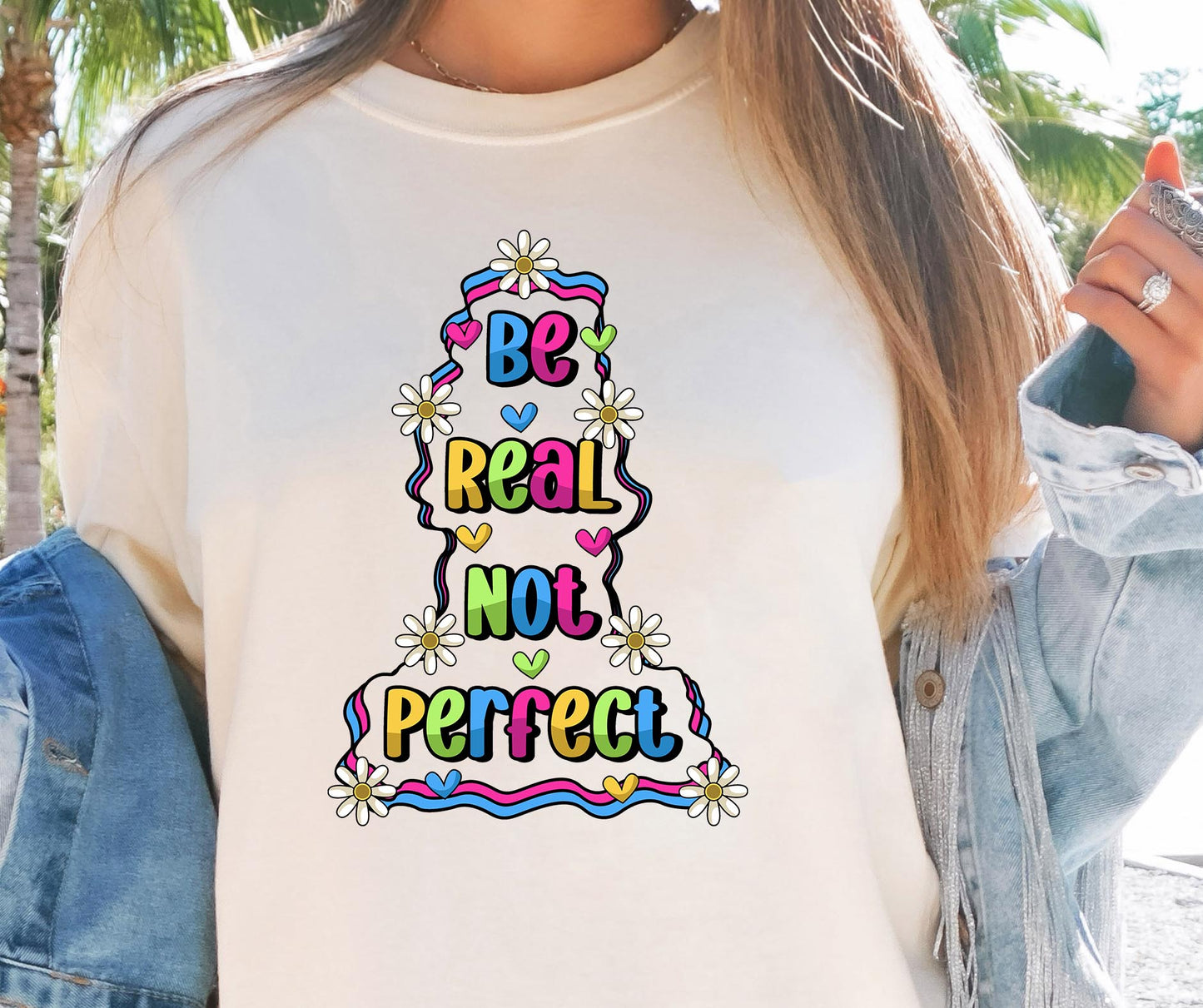 Sublimation PNG Sublimation PNG - Be real not perfect T-shirt Sublimation Png Design, Inspirational Quote Png, Retro Groovy Flower, Motivational Png, Positive Quotes, Self Love Png-Tumblerwrapdesigns