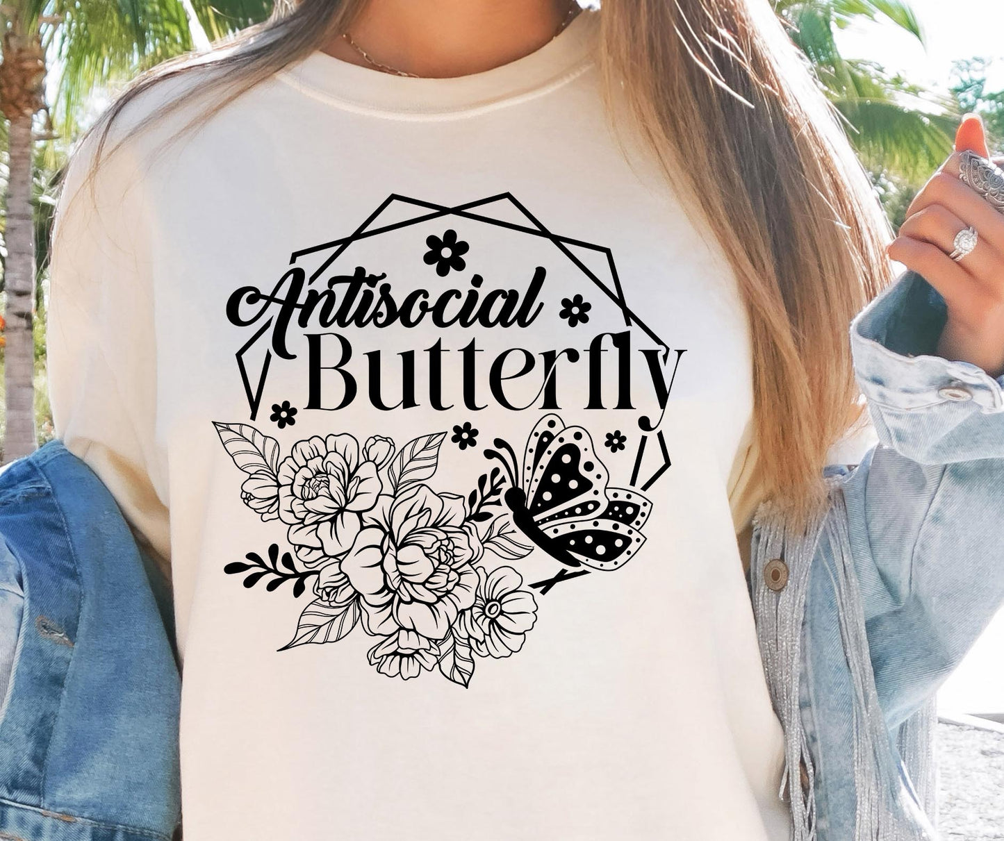 Antisocial Butterfly Svg Files, Svg Tshirt, Png and Svg Sublimation Design, Svg Files For Cricut, Silhouette