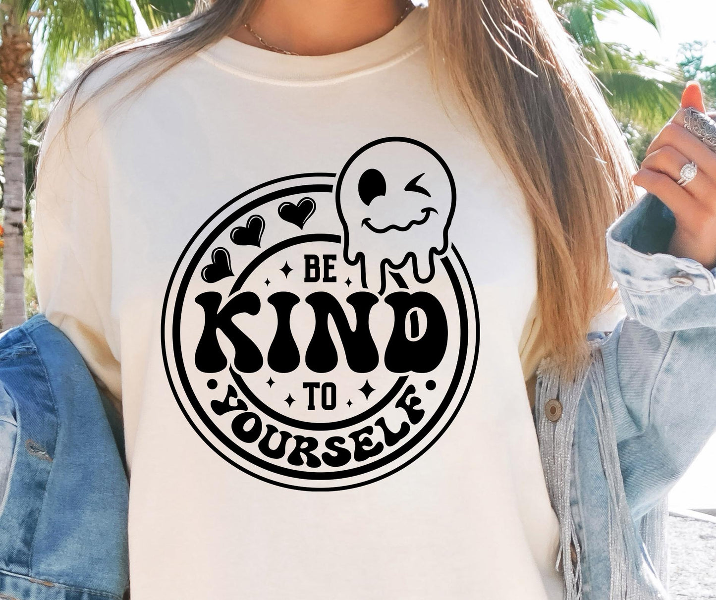 Be kind to yourself Svg Pvg, Mental health Png, Mom Svg, Smile Svg, Retro Png, Inspirational Png, Motivational Quote