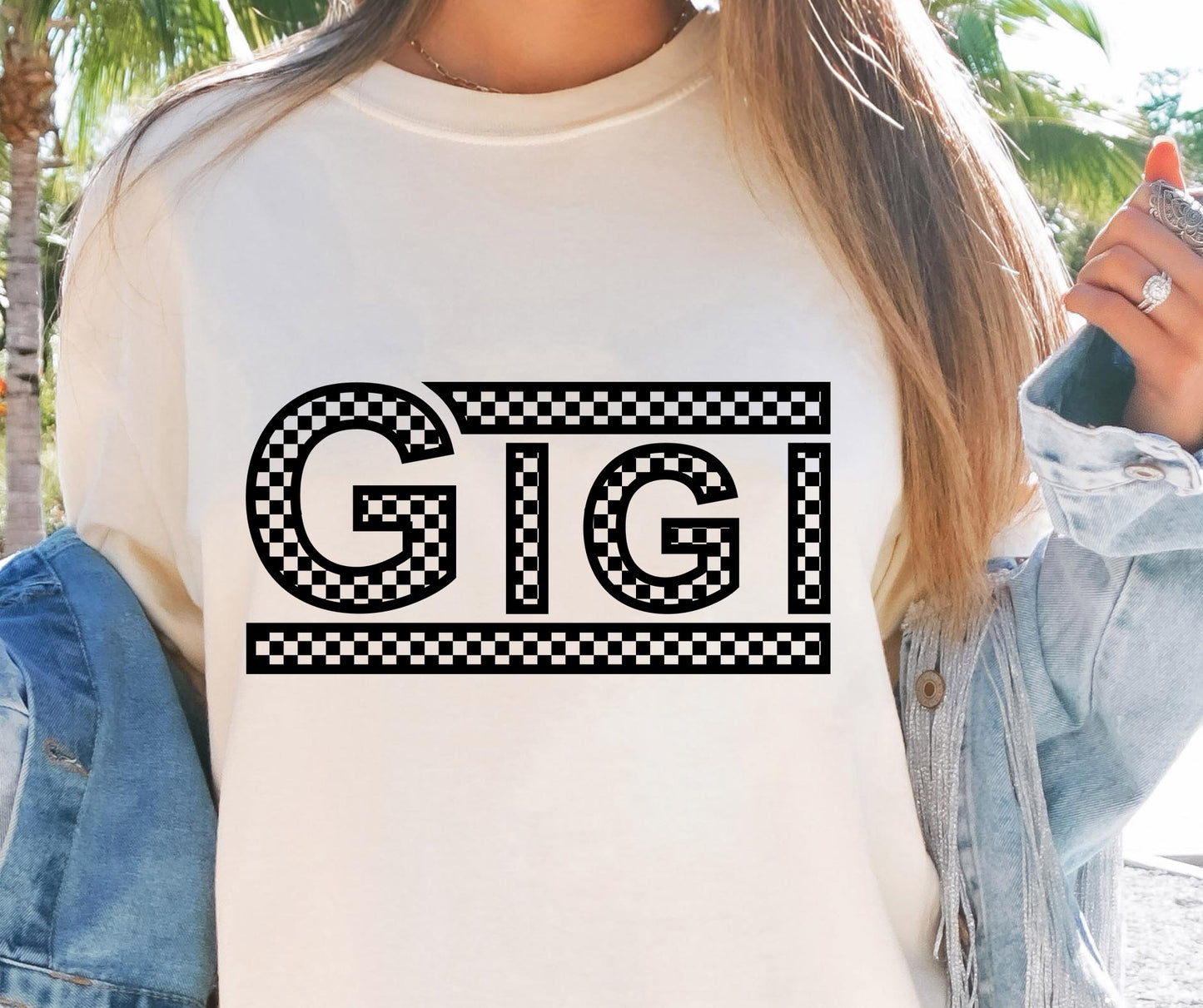 CHECKERED GIGI SVG and PNG, Retro Font T-shirt Design, Svg Files For Cricut, Silhouette, Digital Download (1)