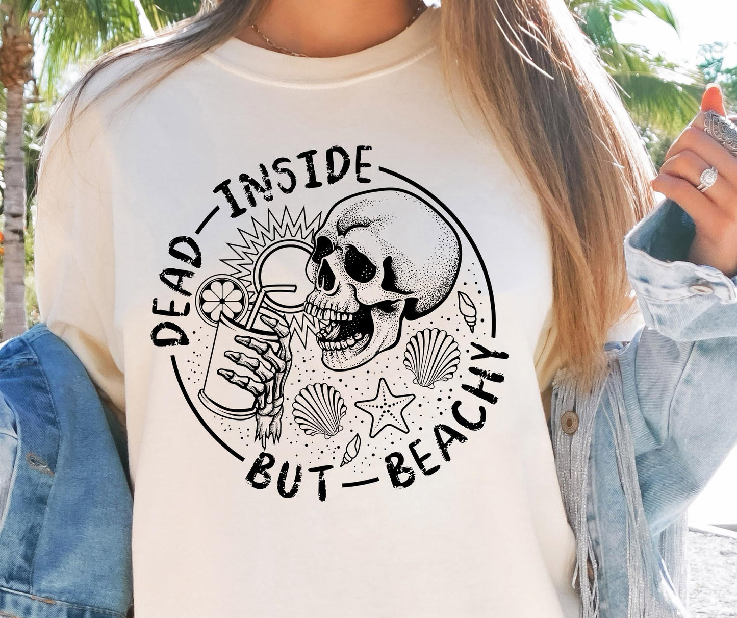 Dead Inside But Beachy Bone Skull Svg Files, Svg Tshirt, Png and Svg Sublimation Design, Svg Files For Cricut, Silhouette