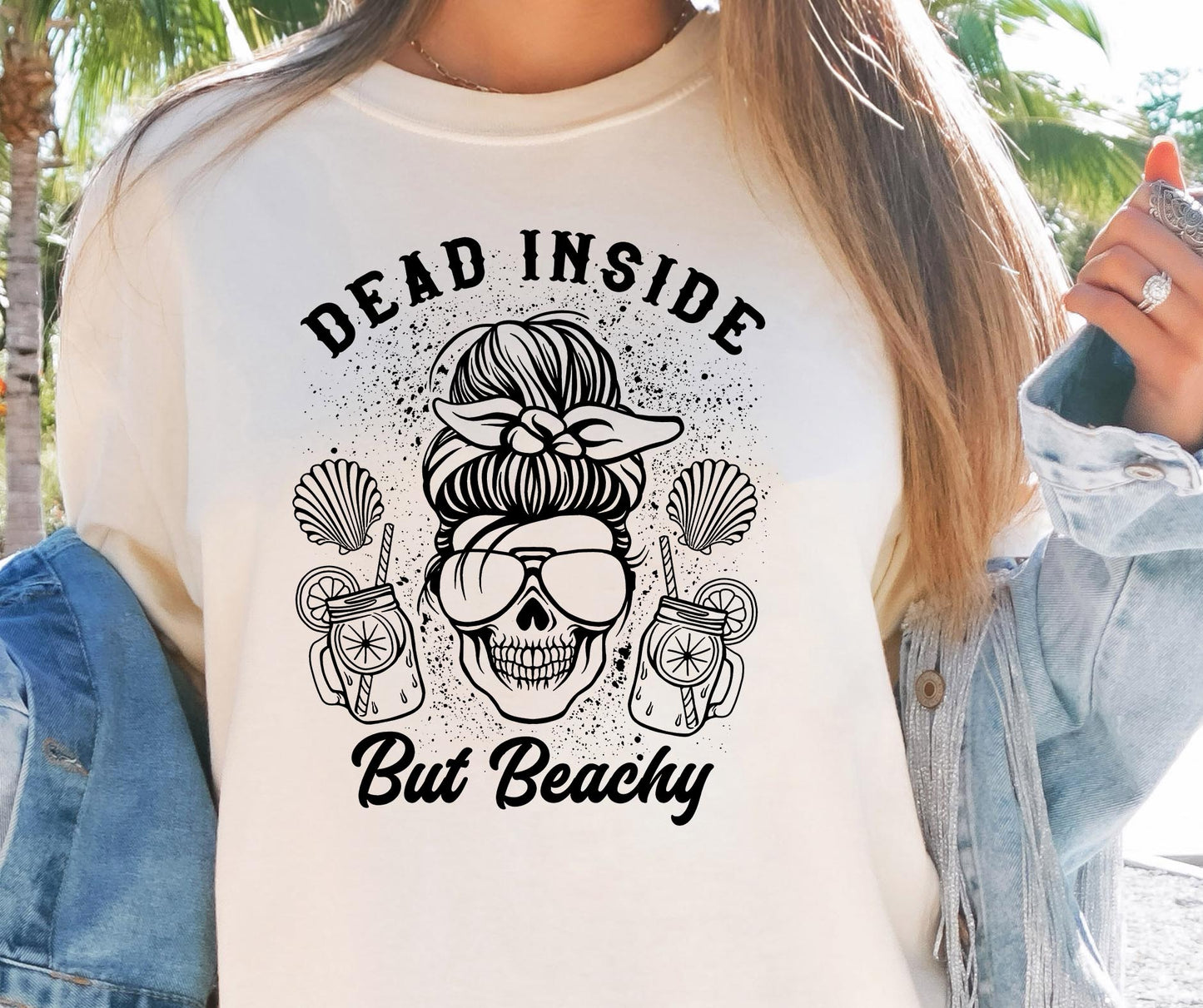 Dead Inside But Beachy Ribbon Svg Files, Svg Tshirt, Png and Svg Sublimation Design, Svg Files For Cricut, Silhouette